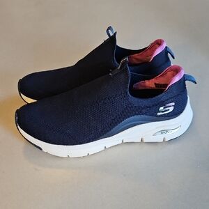 Skechers Archfit Air Cooled Blue Slip On Shoes